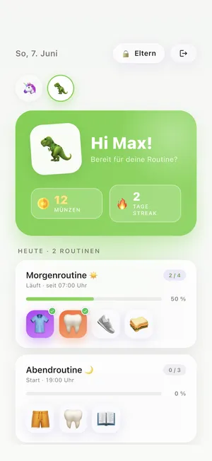 Vue du jour de Max en vert avec dino
